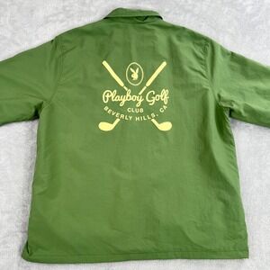 Playboy Beverly Hills Golf Coach Jacket XL Green Men Streetwear Retro Snap Front